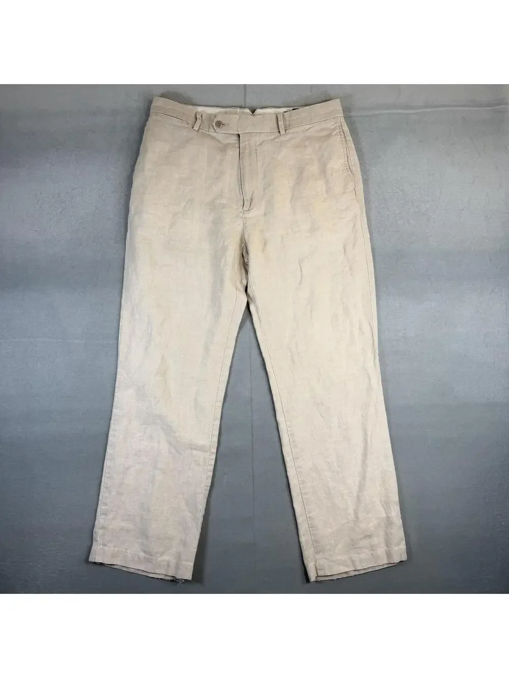 Daniel Cremieux Collection Linen Pants Men's 35x29* Cream Beige Relaxed Casual